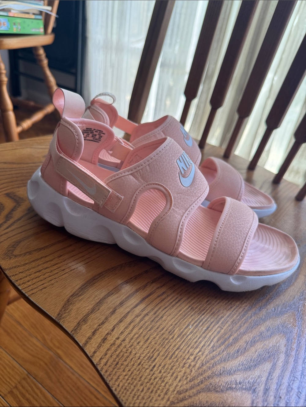 Nike Women’s Pink Cushioned Strap Sandals with White Sole